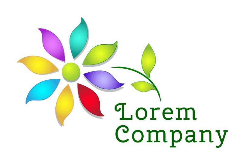 矢量彩色花朵标志logo设计