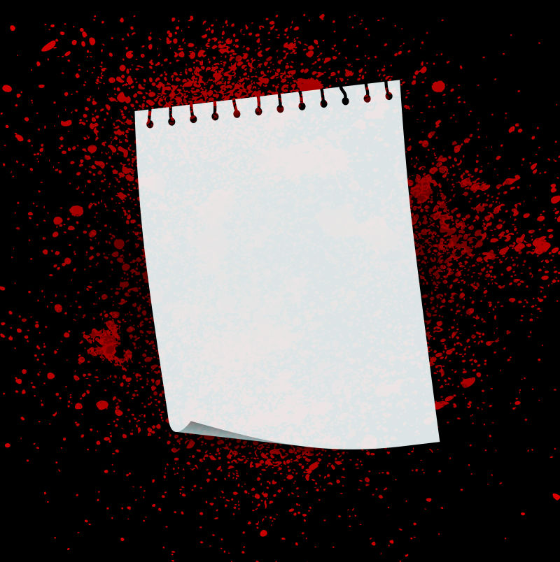矢量红色水墨喷溅背景上的一张纸