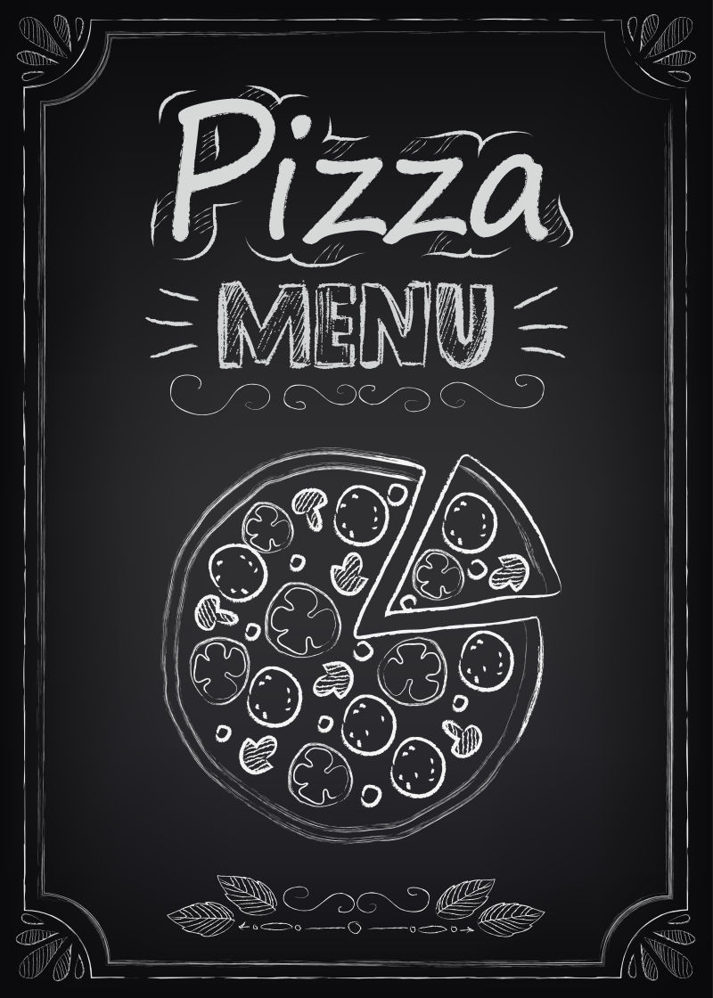矢量的手绘披萨菜单插图