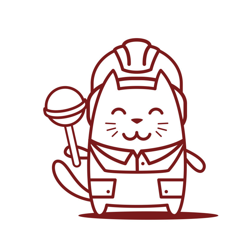 猫男微笑着拿着棒棒糖卡通矢量插图