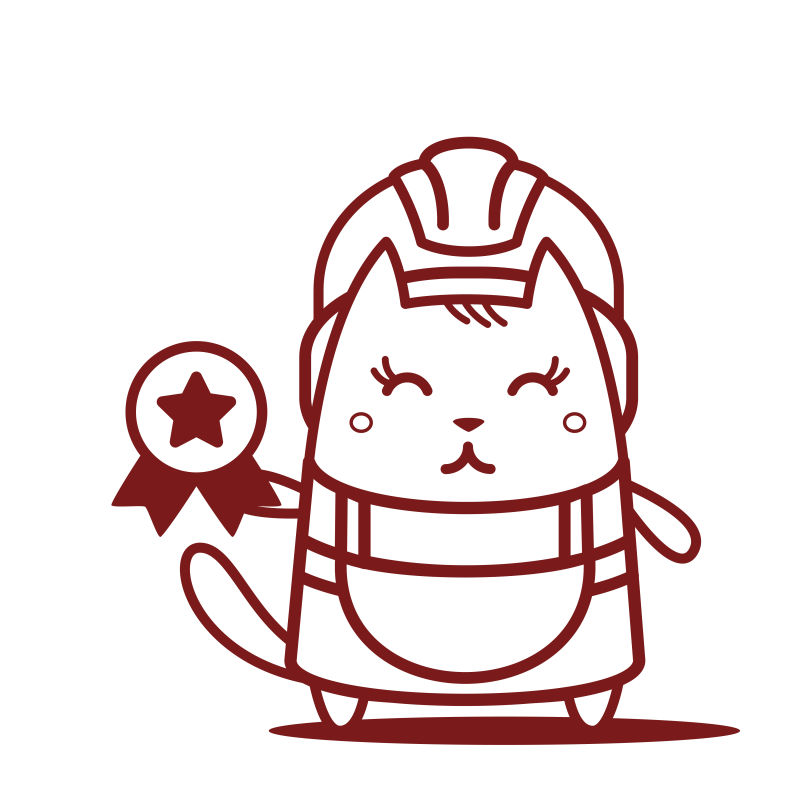 猫女微笑着拿着奖品徽章卡通矢量插图