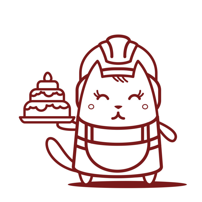 猫女微笑着拿着蛋糕站着卡通矢量插图