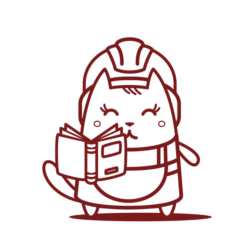 猫女站着微笑着拿着一本打开的书卡通矢量插图