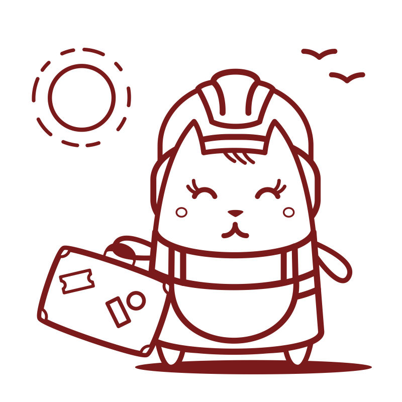 猫女微笑着拿着旅行箱卡通矢量插图