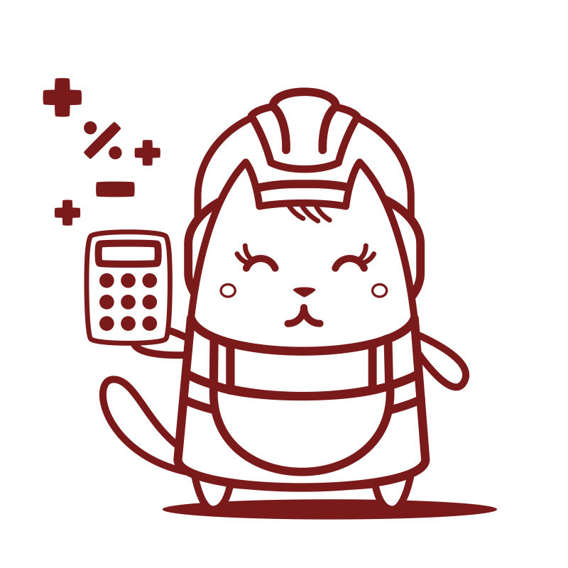 猫女微笑着拿着计算器卡通矢量插图