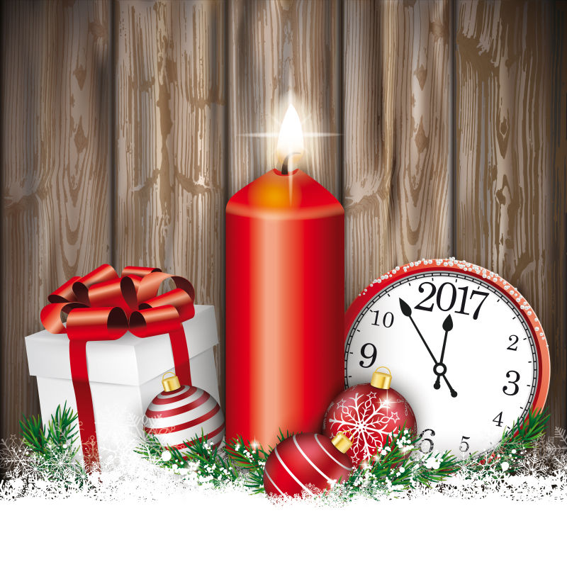 2017年的圣诞节蜡烛和礼物矢量