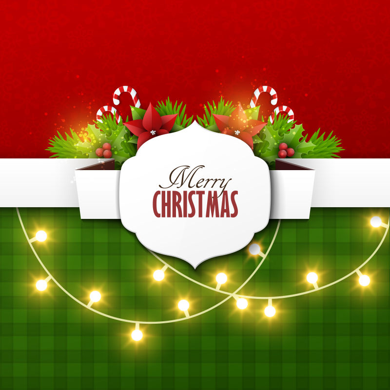 杉木树枝和矢量装饰元素的圣诞节背景