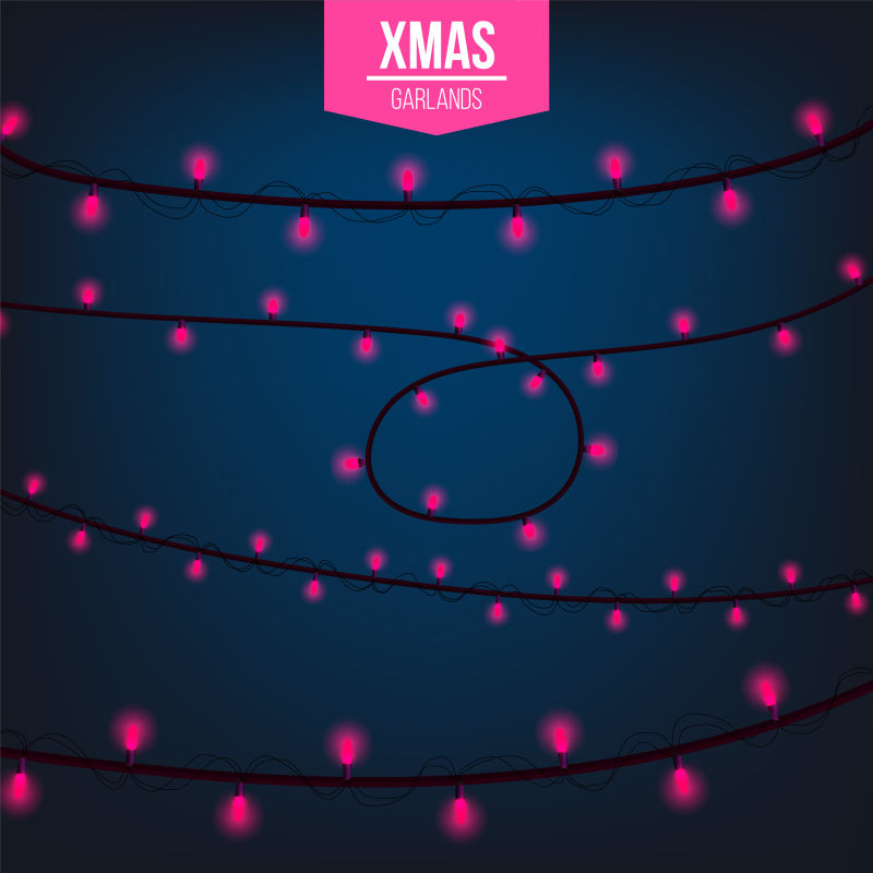 矢量粉色圣诞灯带背景设计