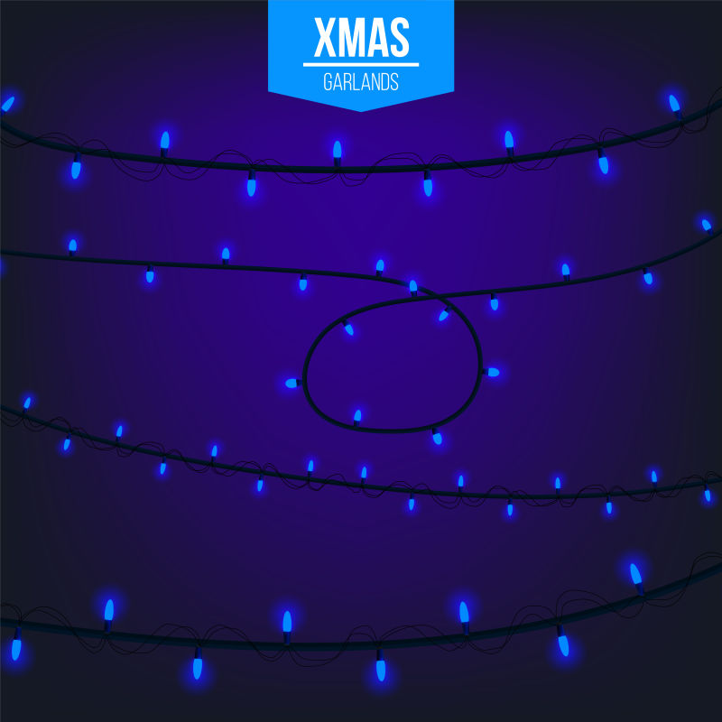 蓝色的圣诞灯带背景矢量设计