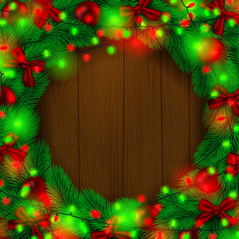 圣诞装饰的木制矢量背景