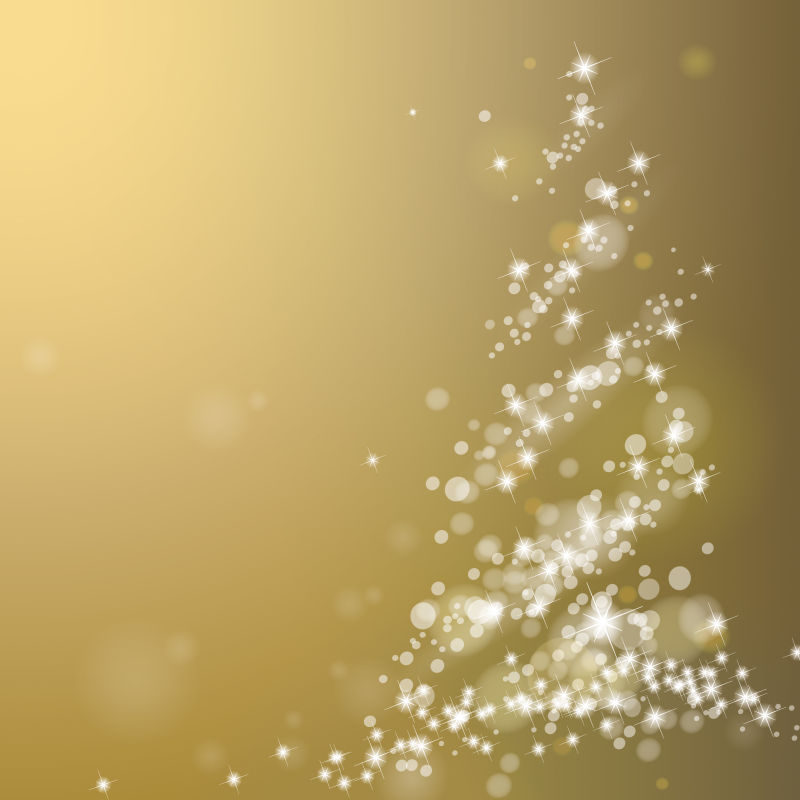 矢量金色闪光圣诞树背景