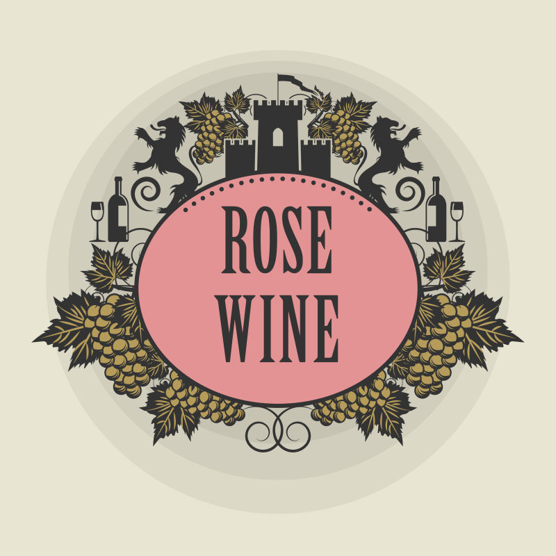 矢量古典玫瑰酒标签设计