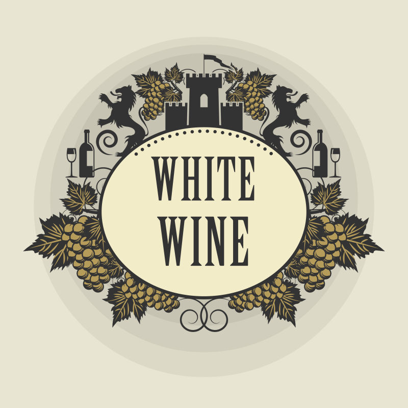 抽象矢量古典白葡萄酒标签设计