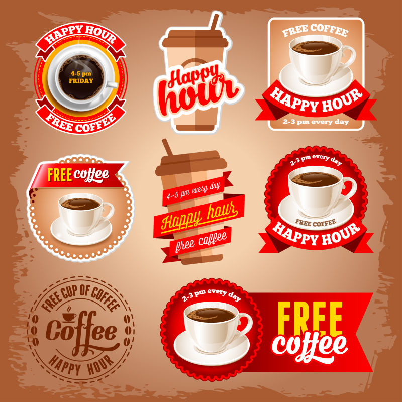免费咖啡标签矢量设计