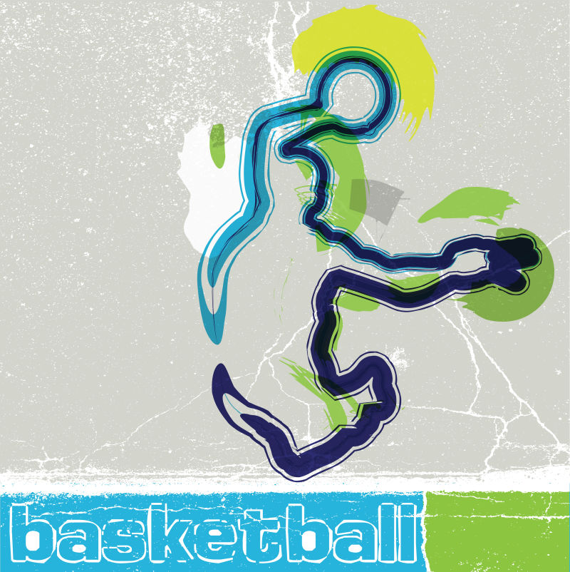 篮球水彩艺术设计矢量