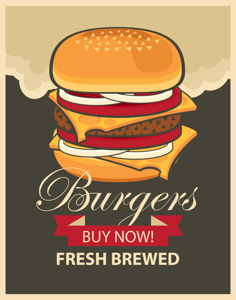 矢量牛肉汉堡宣传海报设计
