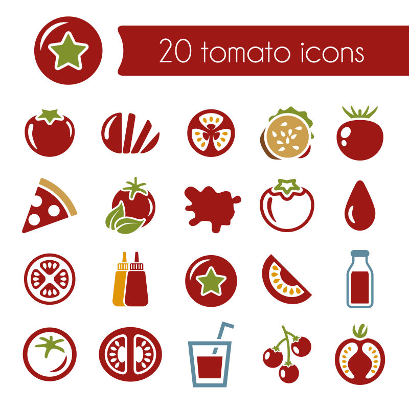 创意矢量番茄相关图标设计