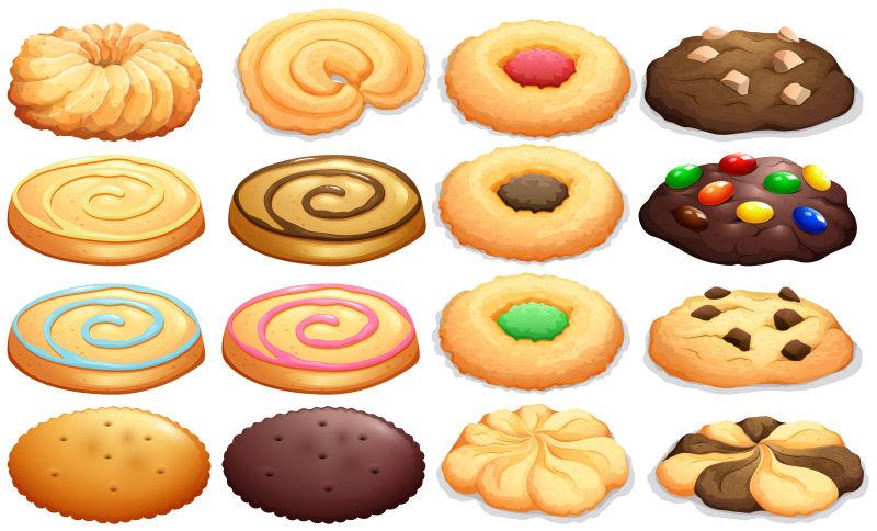 彩色不同形状的饼干插图矢量