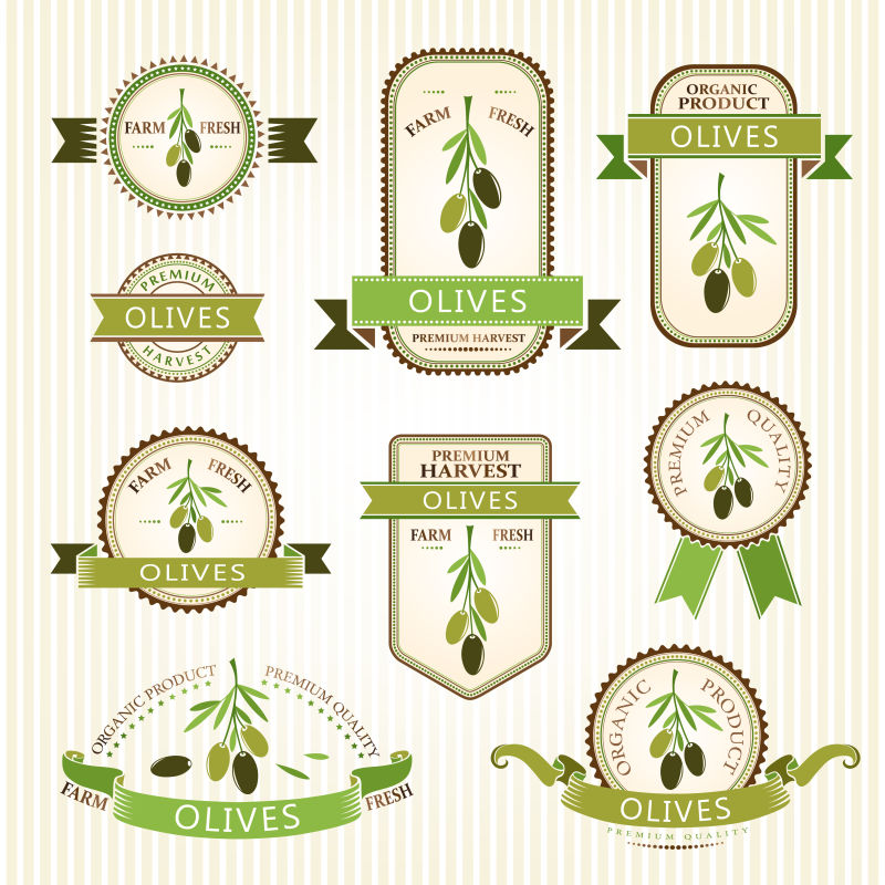创意的橄榄产品标签矢量设计