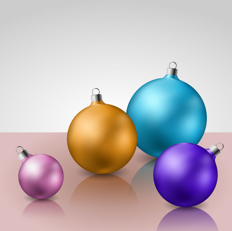 矢量多彩圣诞铃铛背景设计插图