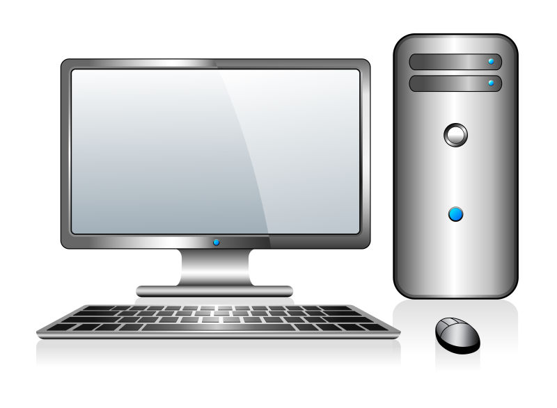 矢量带监视器键盘和鼠标的计算机电脑
