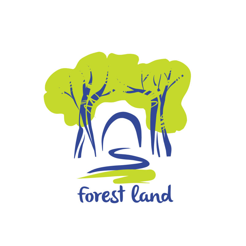 矢量手绘抽象树林logo设计