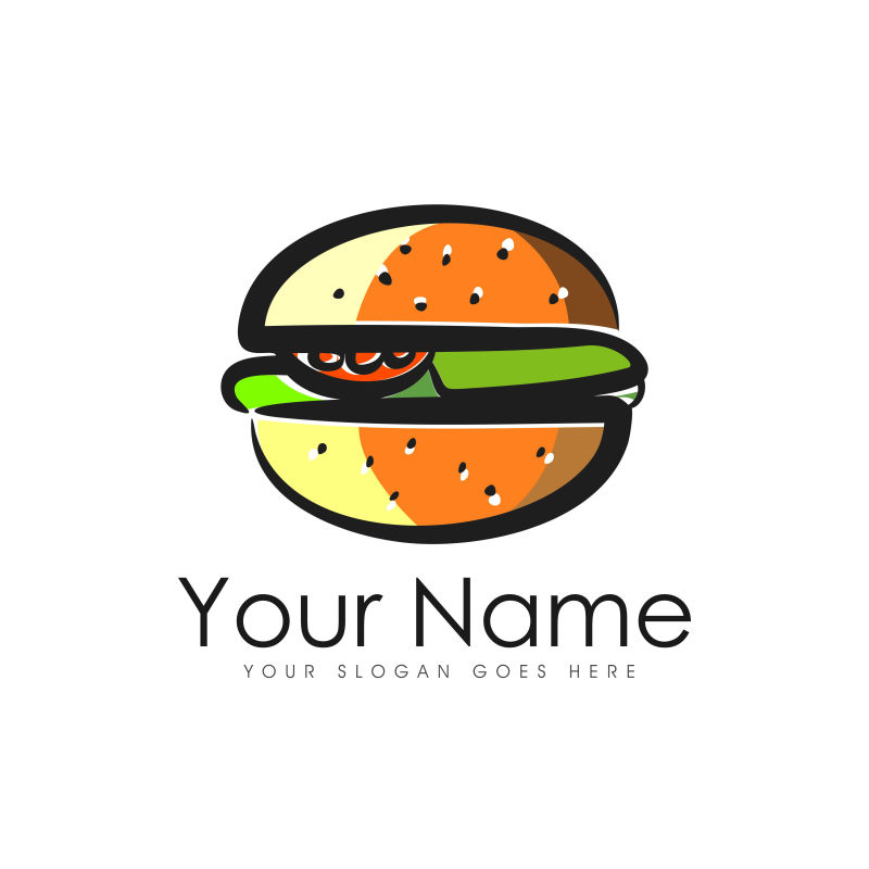 矢量彩色汉堡包logo设计
