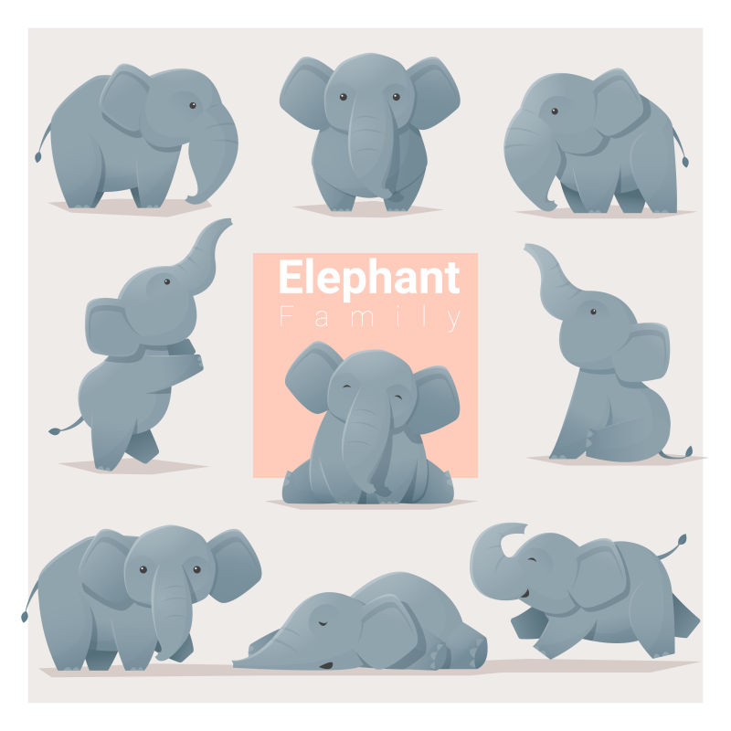 矢量卡通大象设计图