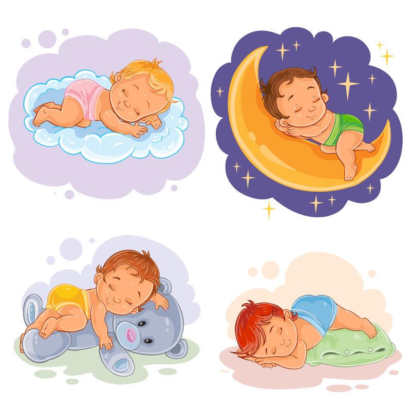 矢量设计睡觉的婴儿们