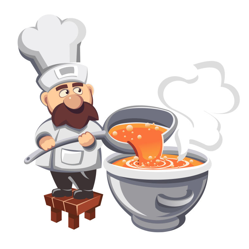 卡通烹饪厨师矢量平面插图