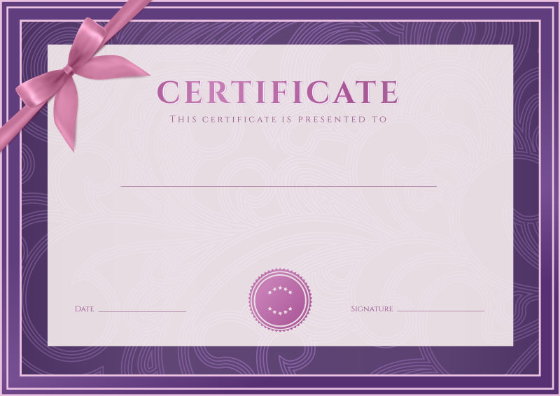 矢量紫色证书样式设计图