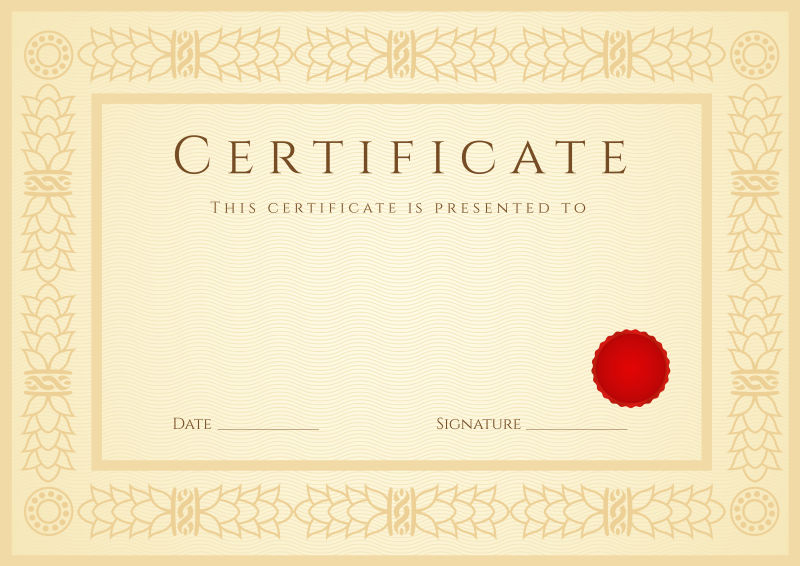 矢量结婚证书样式设计图