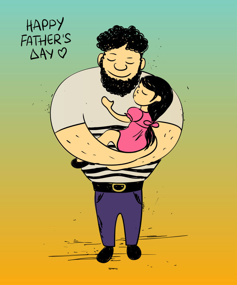 抱着女儿的父亲矢量