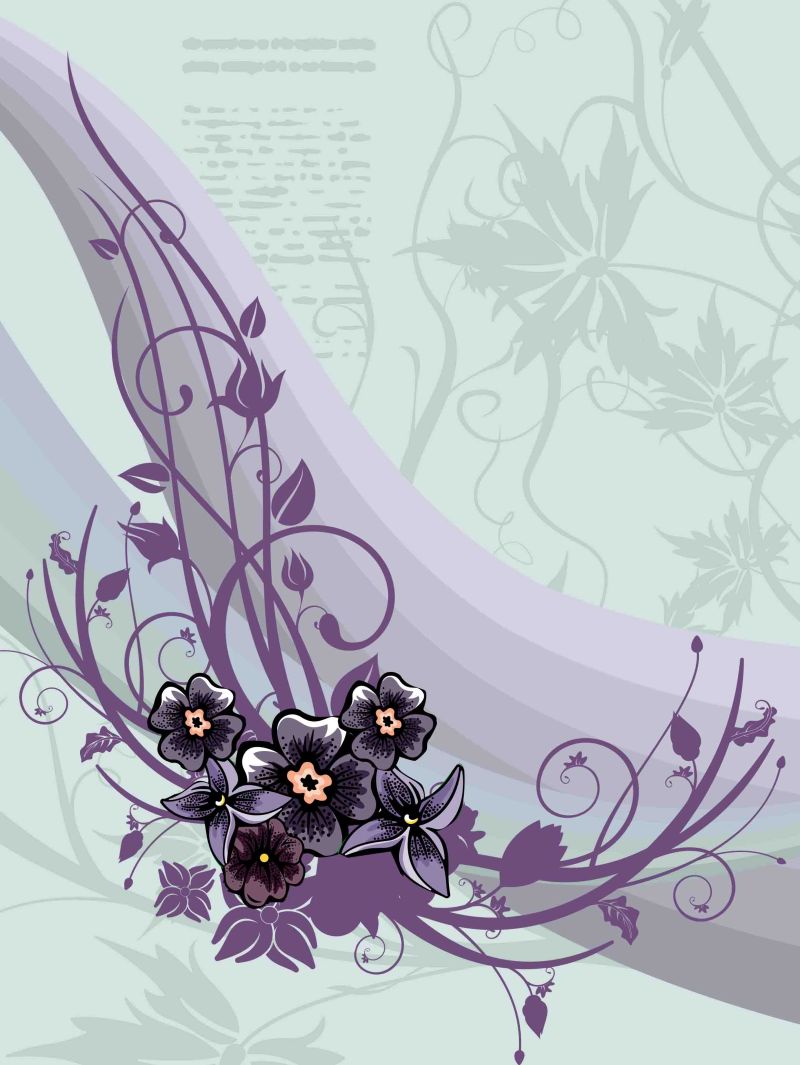 紫花效果花卉信纸矢量