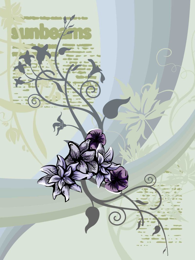 紫花花卉信纸矢量