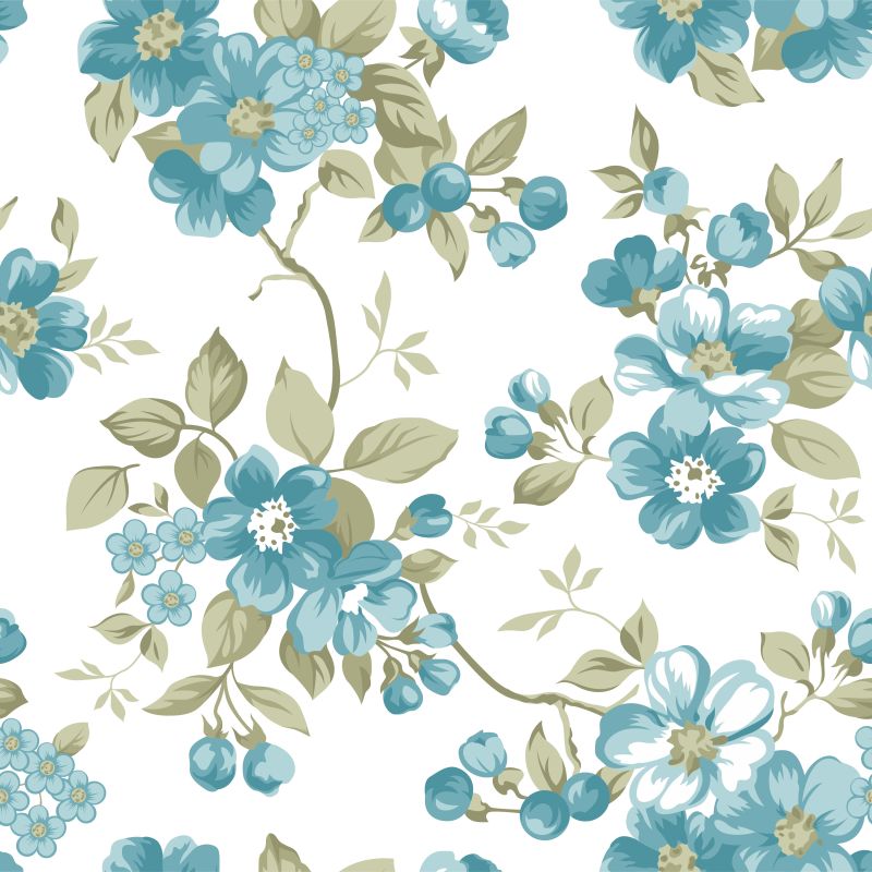 创意矢量蓝色花卉装饰设计无缝背景