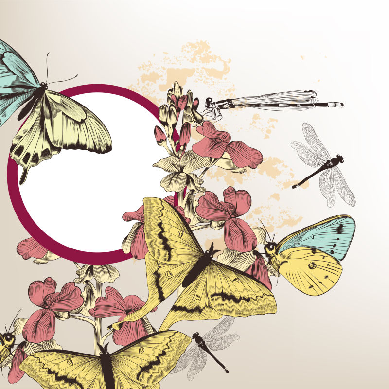 抽象古典风格的蝴蝶矢量插图