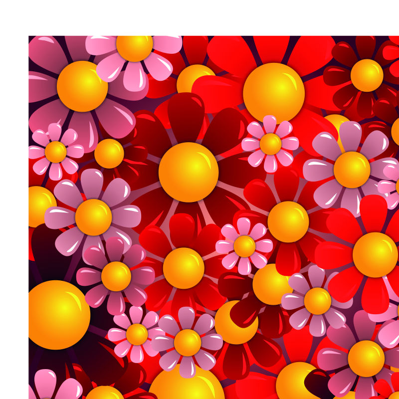 创意矢量抽象红花粉花无缝背景