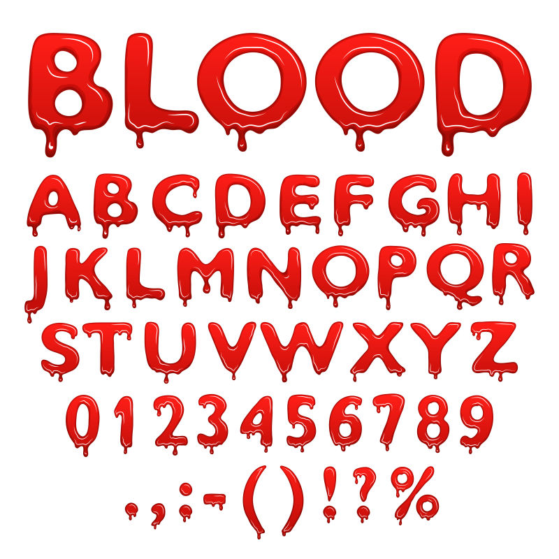 血液字母数字和符号矢量