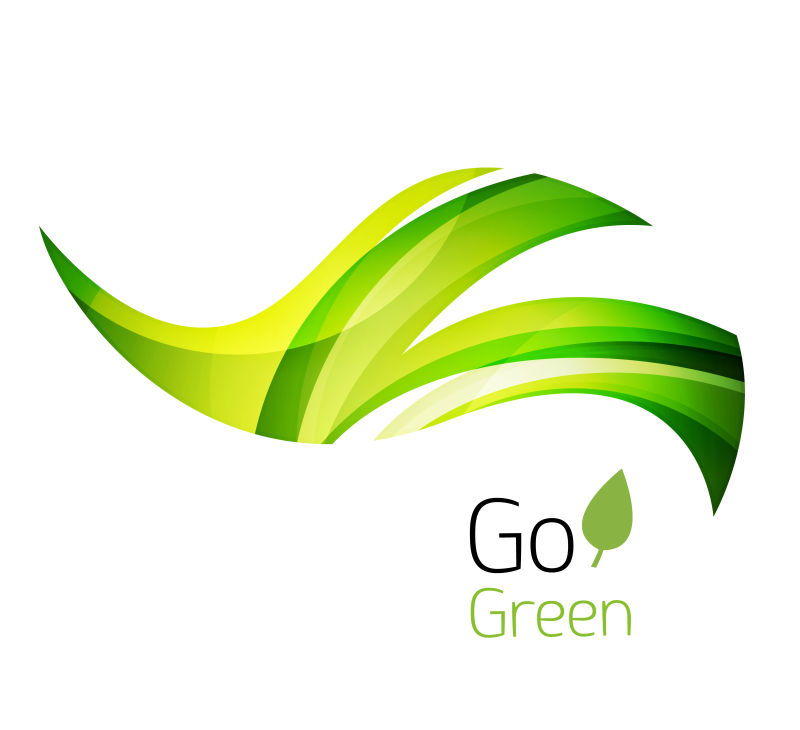 矢量抽象绿色叶子生态标志设计