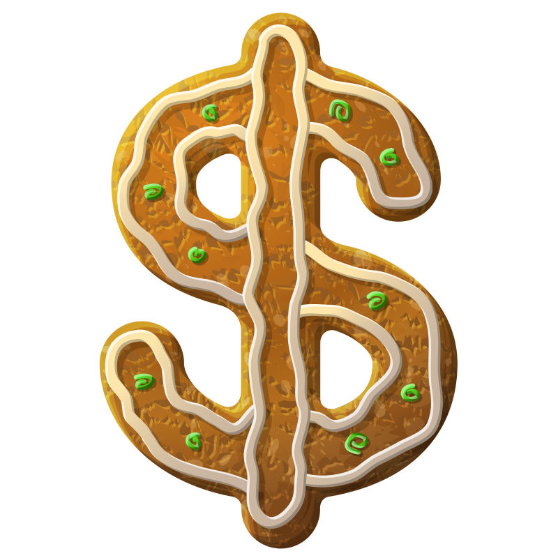 抽象美元符号的矢量圣诞姜饼设计