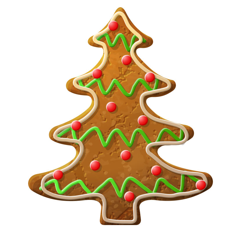 矢量圣诞树形状的姜饼设计