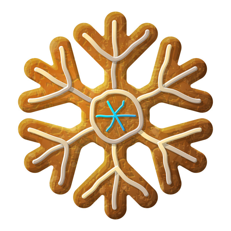 矢量雪花形状的圣诞姜饼设计