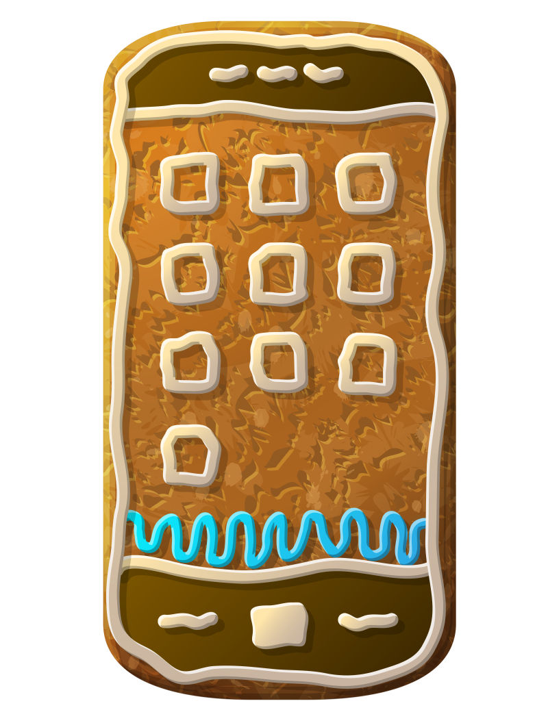 矢量智能手机形状的圣诞姜饼设计