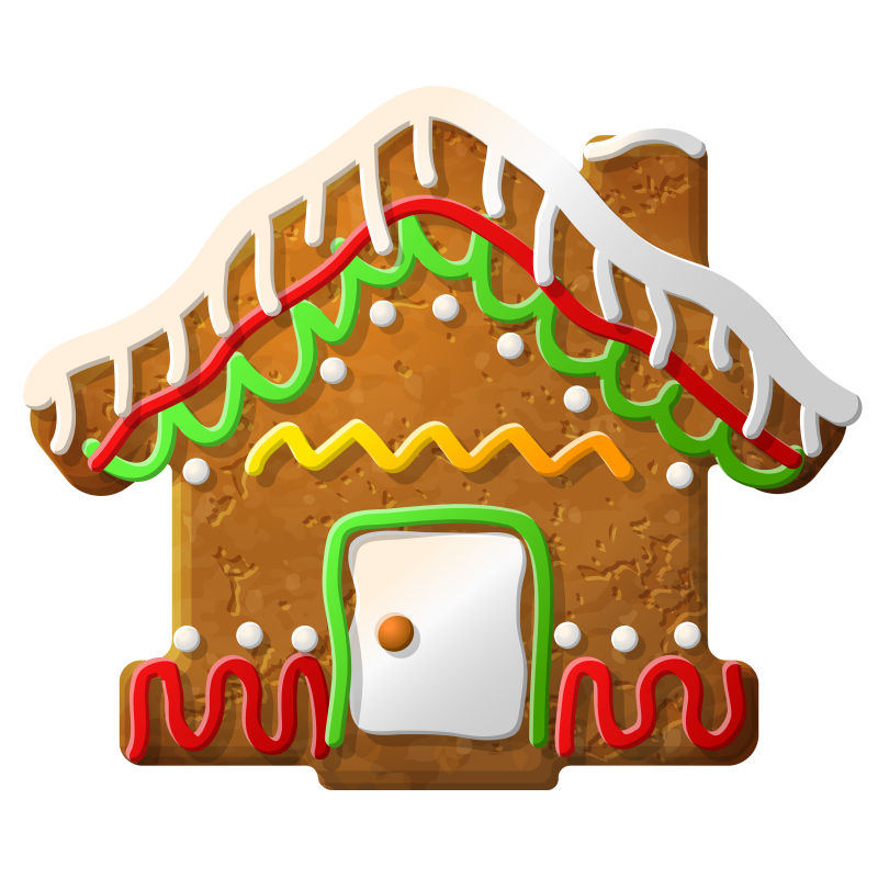 矢量可爱房屋形状的圣诞姜饼设计