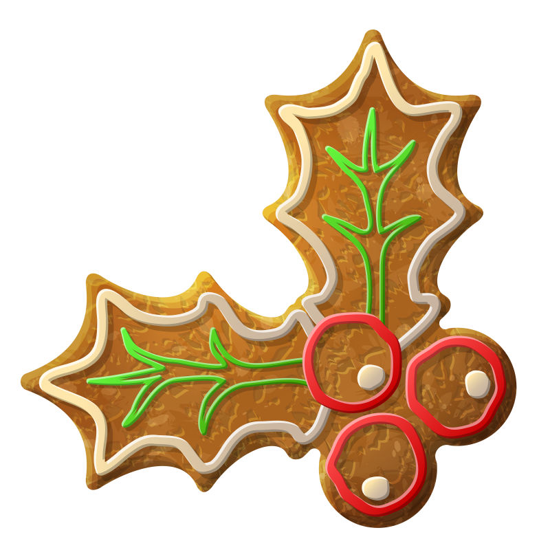 抽象矢量浆果元素的圣诞姜饼设计