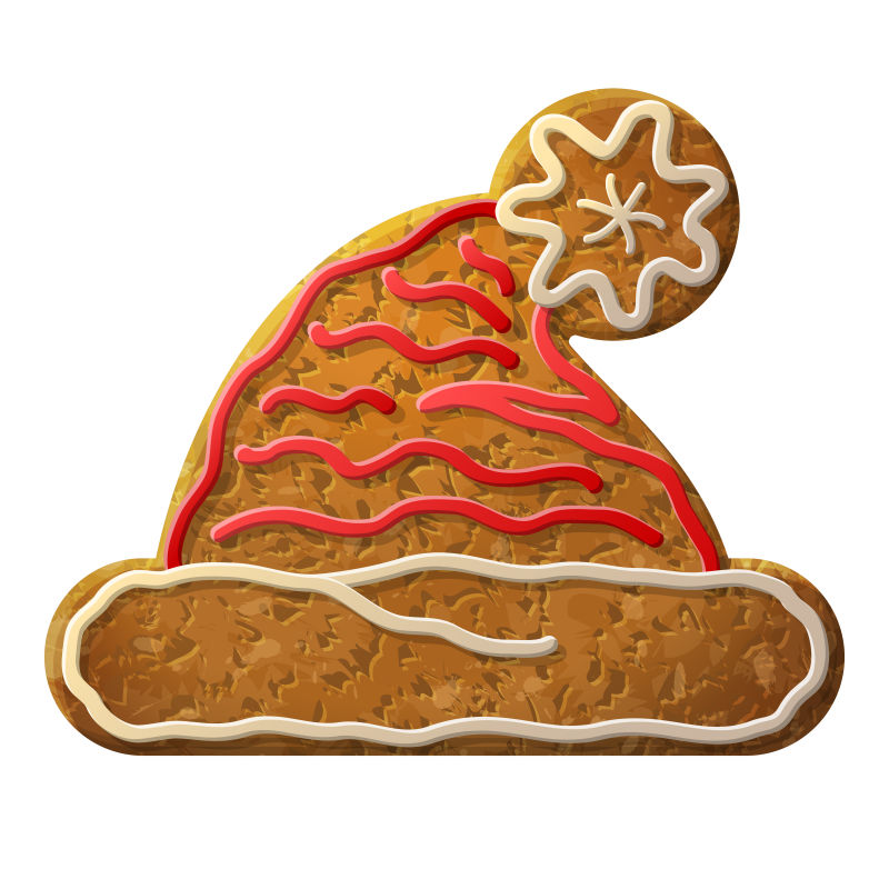 创意矢量圣诞帽形状的姜饼设计