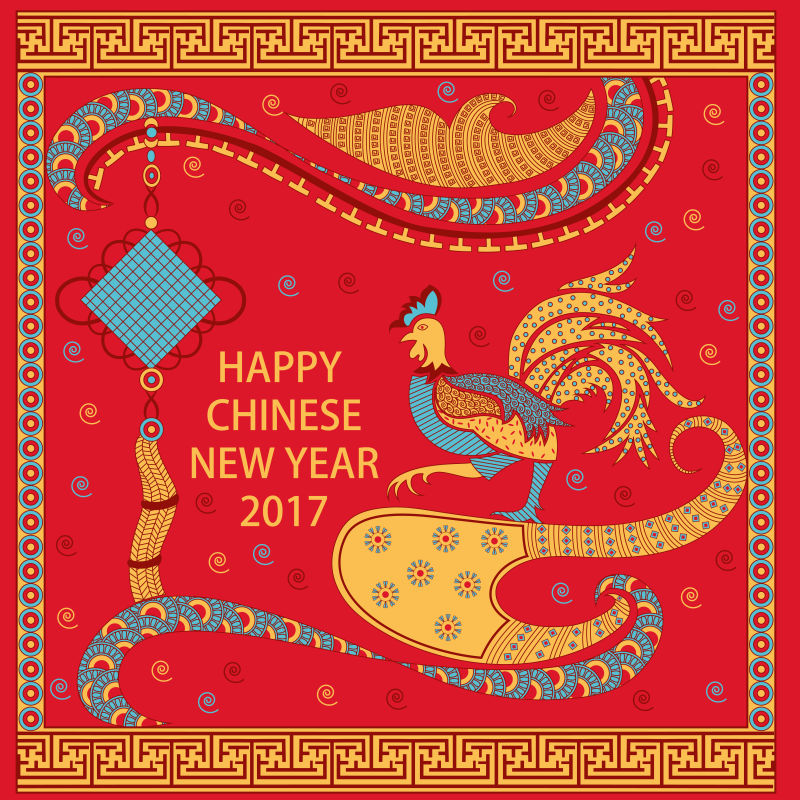 矢量中国传统风格的新年快乐插图
