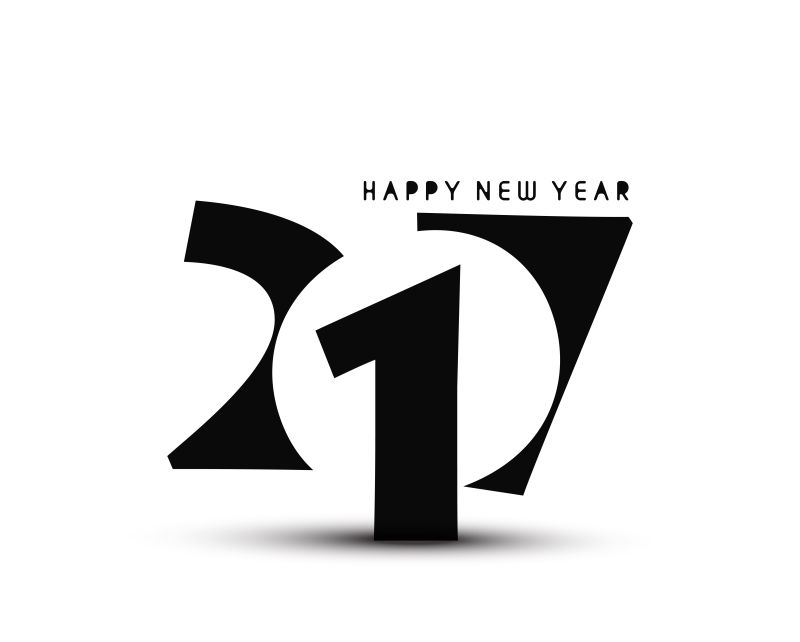 黑色抽象字体设计2017新年快乐矢量