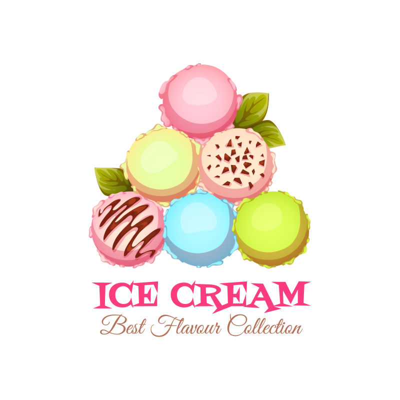 创意矢量可爱排列的冰淇淋球插图